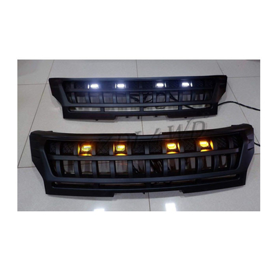 Matte Black Front Grill Mesh With White Amber LED Lights Car Accessories